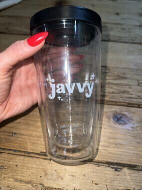 Javy Double Wall Clear Travel Tumbler with Black Lid 14 oz
